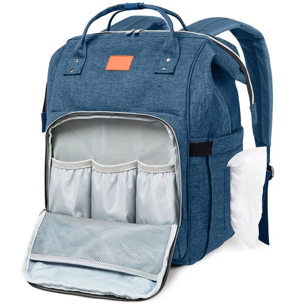 Multifunctional Blue Diaper Bag Backpack, Spacious Maternity Travel Bag