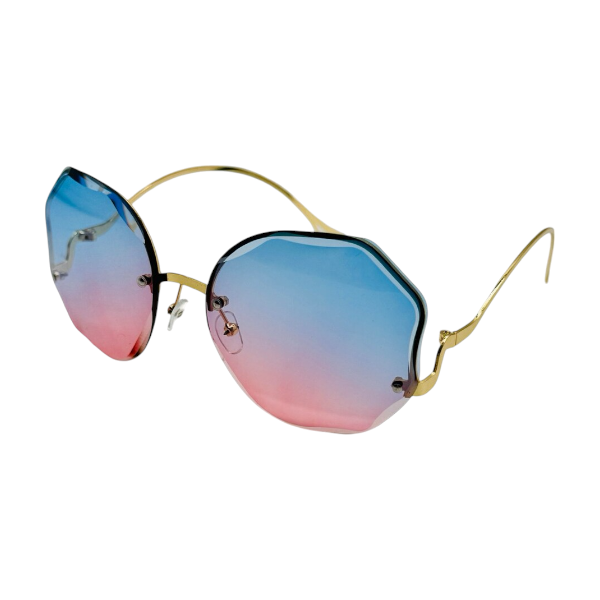 Octagonal Gradient Lens Sunglasses - Blue &amp; Pink