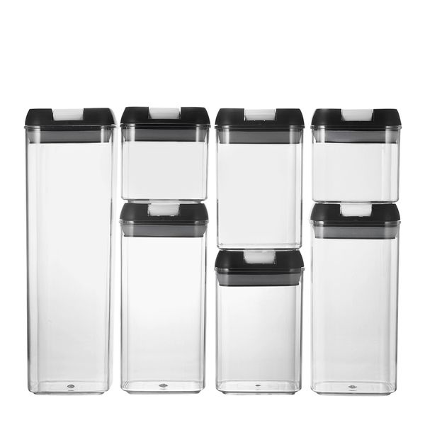 7pcs Set Acrylic Food Storage Container Air-tight Easy Lock Lid Organizer