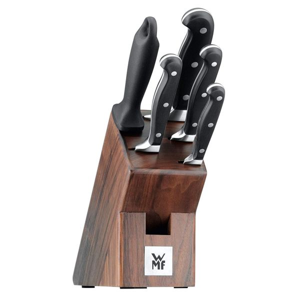 WMF Walnut Knife Block with Knives SPITZENKLASSE PLUS