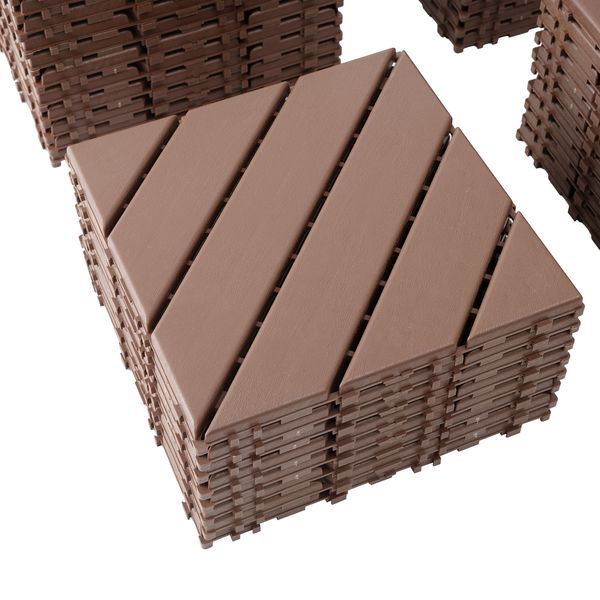 12"x12" Plastic Interlocking Deck Tiles,44 Pack Outdoor Patio Flooring