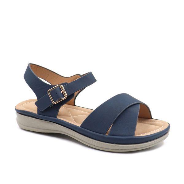 Ladies Comfort Cross Band Ankle Strap Summer Sandals