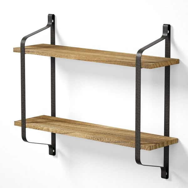 TALI- Rustic Wood Floating Shelves for wall set of 2 &amp; Storage Shelves