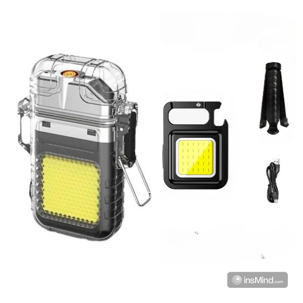 Electric Lighter &amp; Flashlight Keychain Set : Ultimate Survival Combo