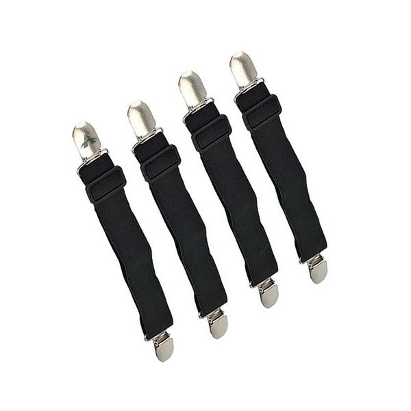 4-Piece Adjustable Bed Sheet Fasteners, Suspenders, Elastic Bed Grippers