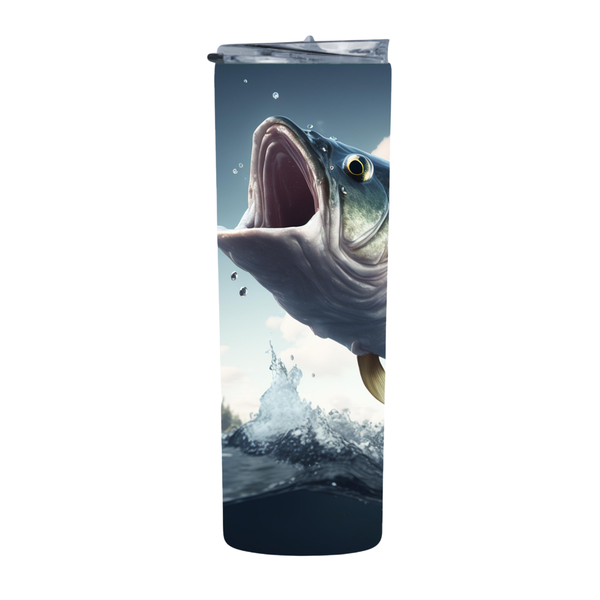 Bass Fish Jumping 20 Oz Straight Skinny Tumbler 009