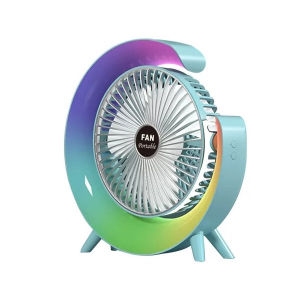 3-speed Fan Night Light USB Charging Mini Fan - Blue