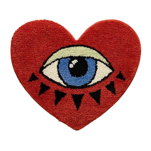 Decor Ultra Soft Evil Eye Heart Shaped Non-Slip Bathroom Rug