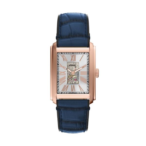 Fossil - Carraway Automatic Croco Leather Watch - Blue
