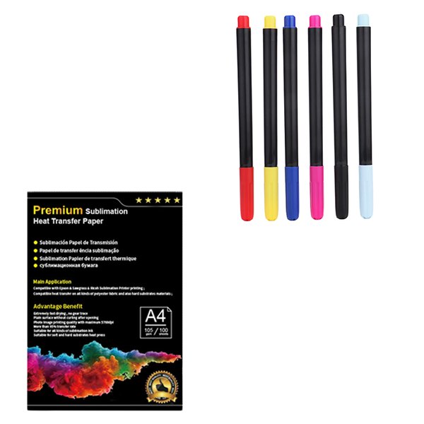 Sublimation Marker Pens and Paper Combo (105 gsm)