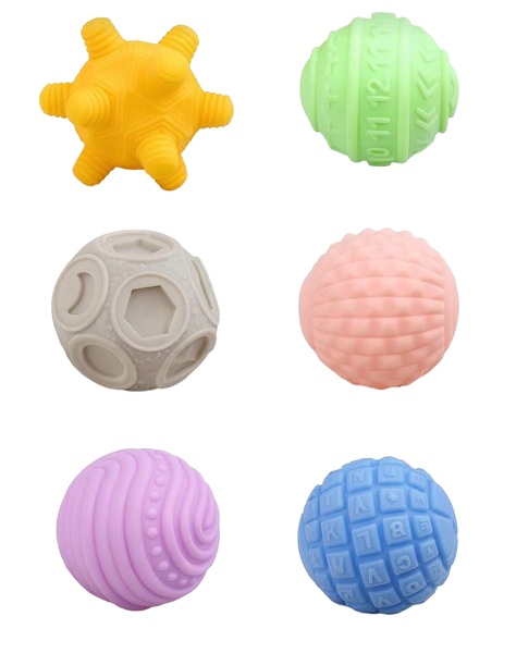 6pcs Babay Sensory Teething Toy &amp; Massage Ball - Early Cildhood Education