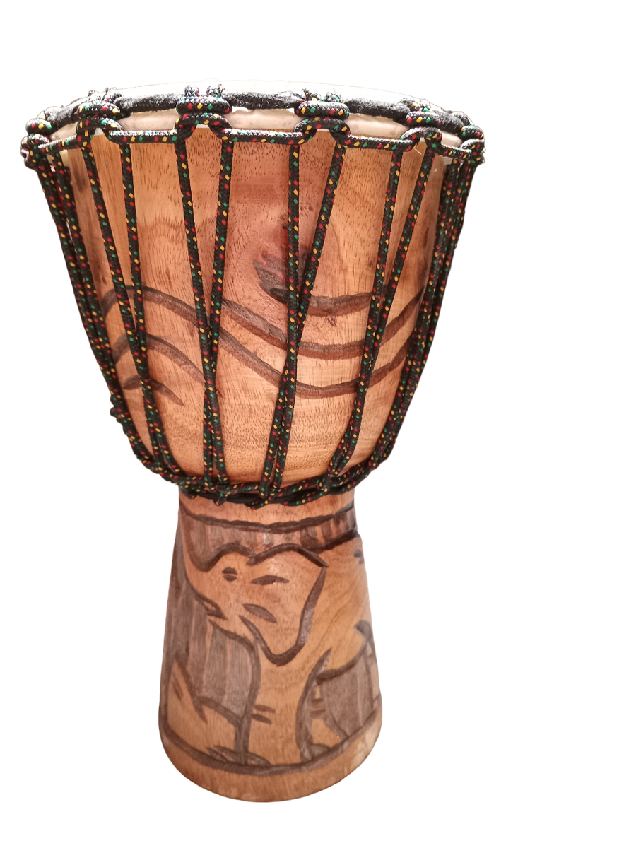 Djembe Drum Light Wood Elephant Breeze Carved 30cm x 16cm Shop Today