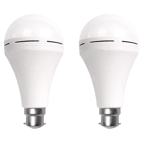 Two Loadshedding LED 20W Rechargeable Screw Bulbs with Battery, Bayonet