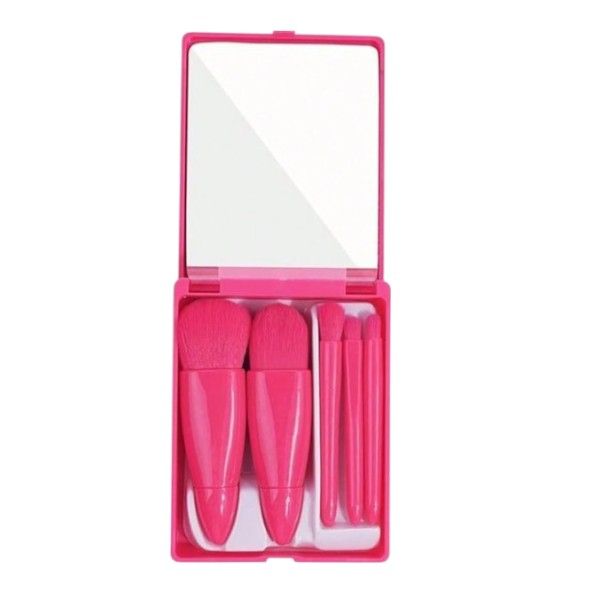 5 Piece - Makeup Brush Set - Hot Pink
