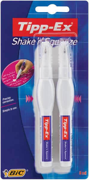 Tipp-Ex Shake 'n Squeeze - 8ml White (Blister of 2) - Correction Pen
