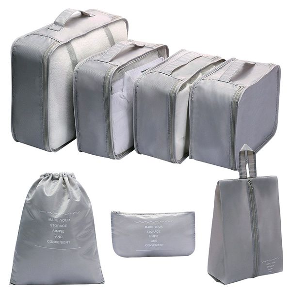7 Set Compression Packing Cubes Expandable Travel Luggage Organizer Bags