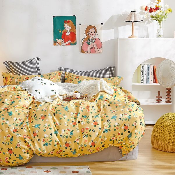 Linen Boutique - Duvet Cover Cotton Set-Botanical Garden-LightSandyOrange