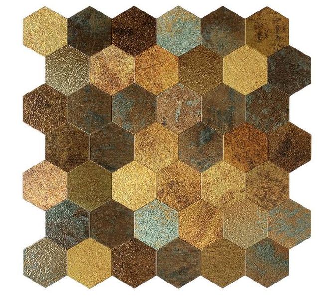 Mosaic Peel and Stick Self-Adhesive Metal Backsplash Wall Panel 5 Sheets -H