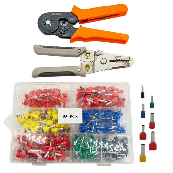 550 Piece Crimp Pliers Wire Stripper Set with Insulated Terminal Connectors