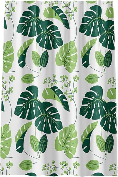 Green Leaf Premium Shower Curtain With Hooks 180cm