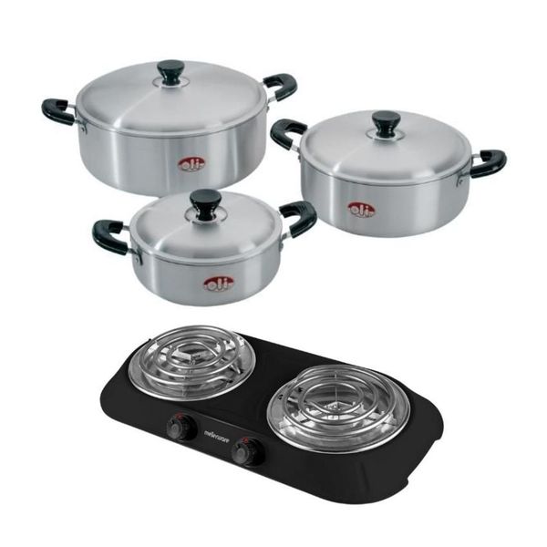 Oli - Hippo Casserole Pot Set - 6 Piece with Hotplate - White