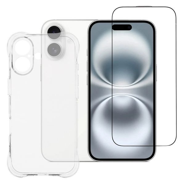 Compatible with iPhone 17 Clear Case with 5D Tempered Glass - 6.3 Inch