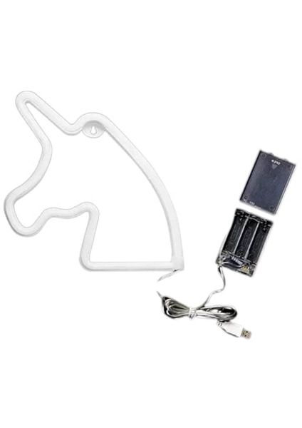 USB Powered Unicorn Head With Base Neon Lamp Wall Hanging Decorating LED