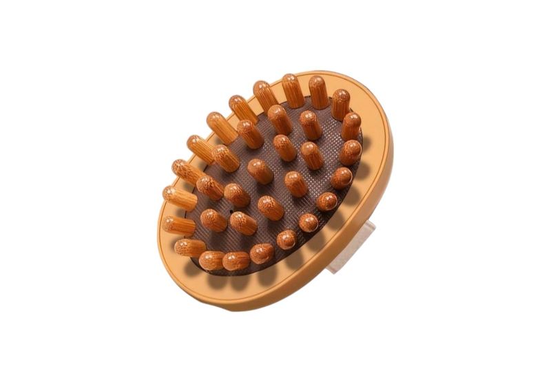Full-Body Circulation Booster Wooden Massage Brush - Brown