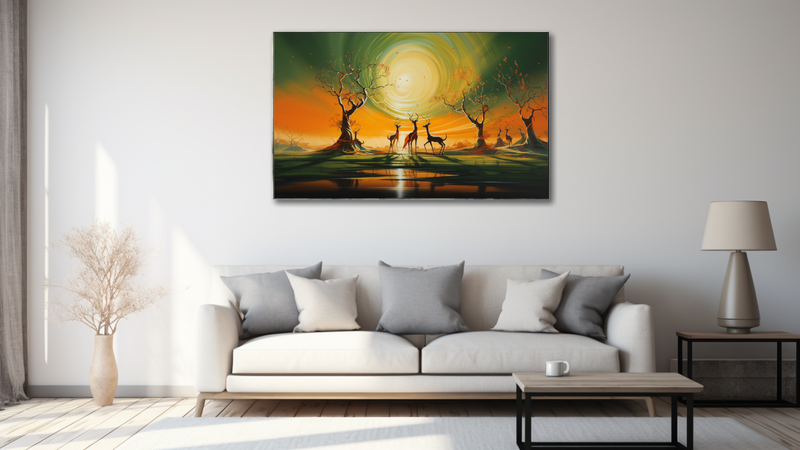 Canvas Wall Art - Springbok Ballet in Grasslands - HD0391