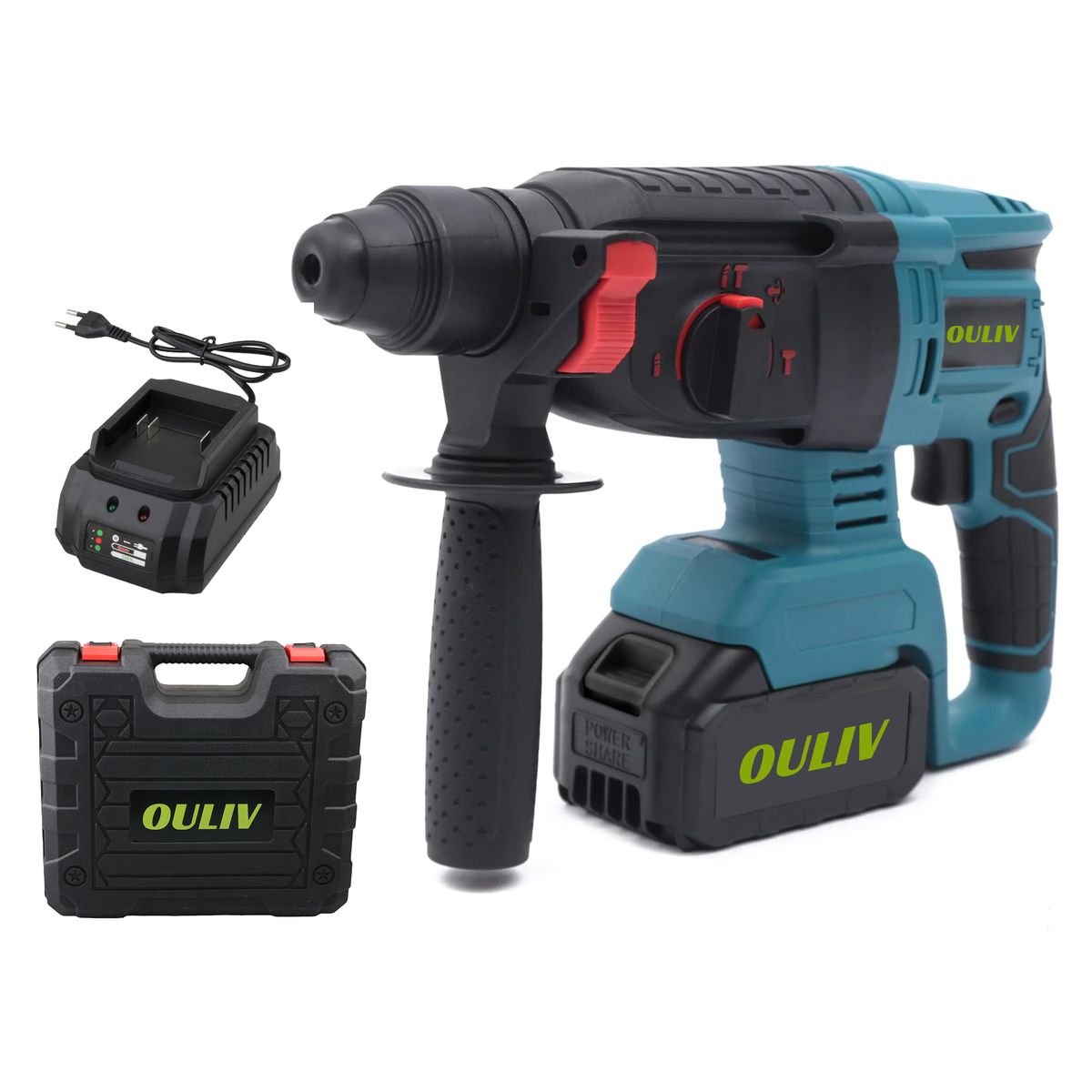 OULIV Cordless Rotary Hammer Drill with Battery & Charger