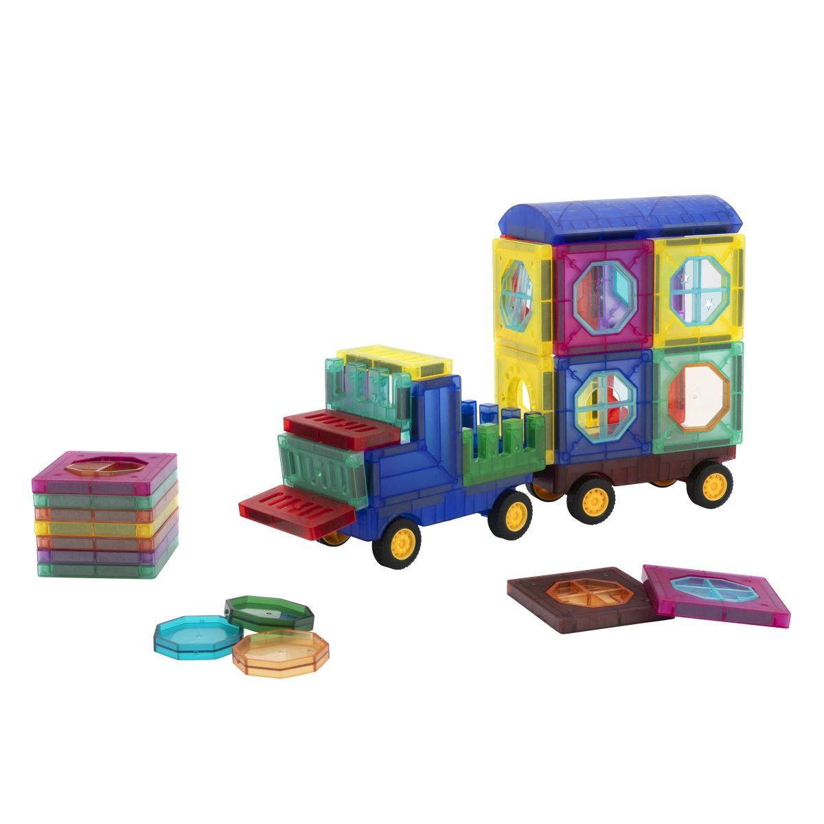 Edu-Matic 43 Piece Magnetic Tiles Toy Car Building Set | Shop Today ...