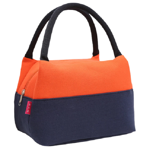 Canvas Lunch Bag orange and navy