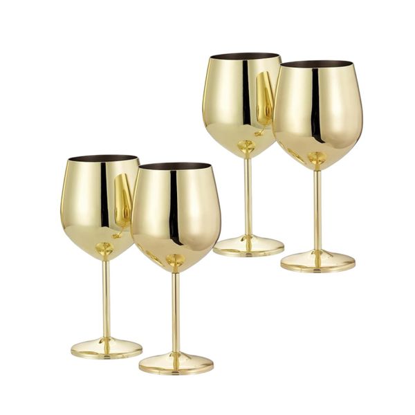 Set of 4 Stainless Steel Wine Glass 500ml Unbreakable Elegant and Modern