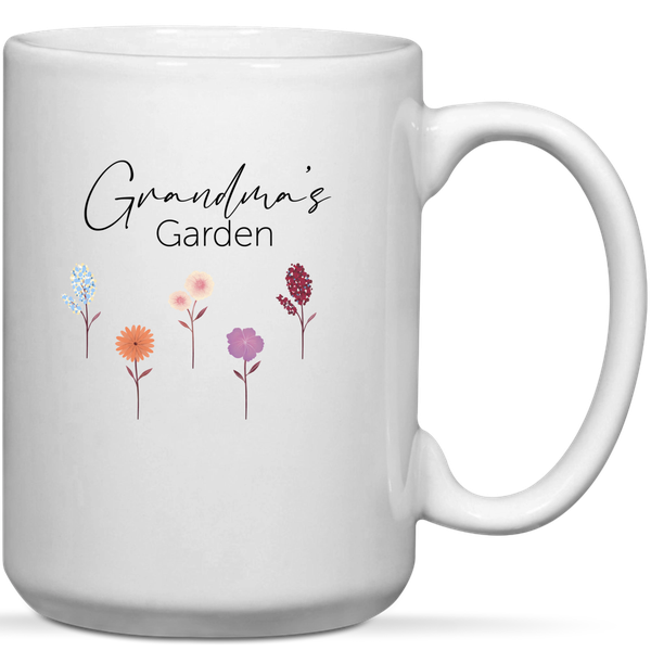 Grandma's Garden 5 Grandkids Birthday Mother's Day Christmas Gift Mug