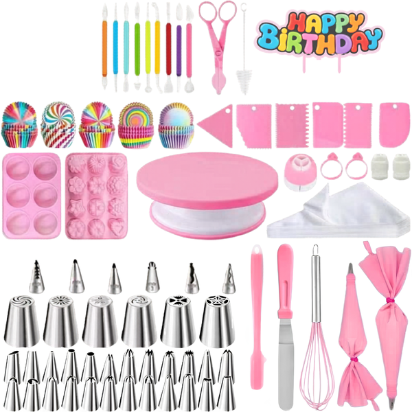 Bestby - 317PCS Cake Decorating Kit with Turntable, Piping &amp; Fondant Tools