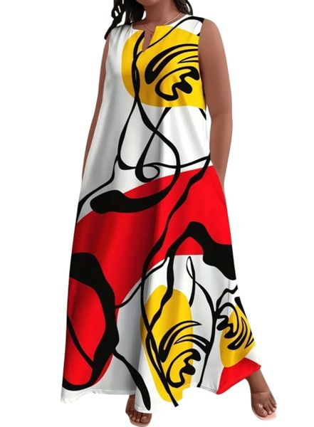 Plus Size V-Neck Loose Fit Longline Dress