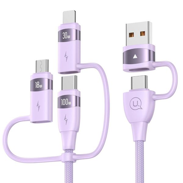 100W USB C Multi Charging Cable, USAMS 1.2m 5-in-1 5A Fast Sync Charger
