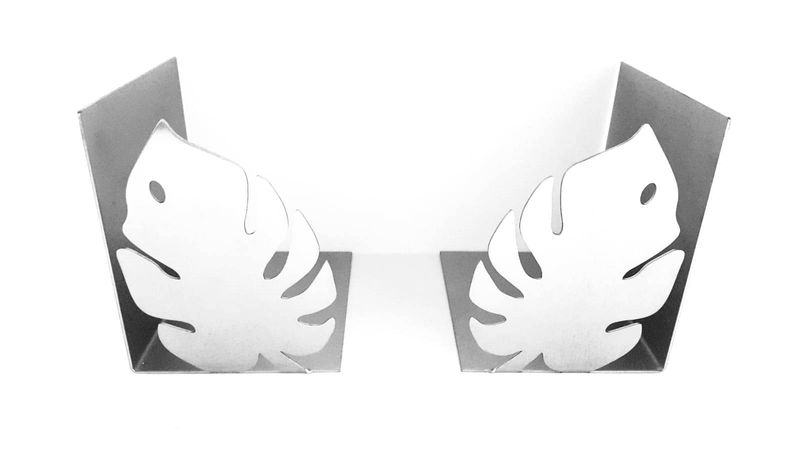 DC Designers Monstera Flower Book End Set Stainless Steel