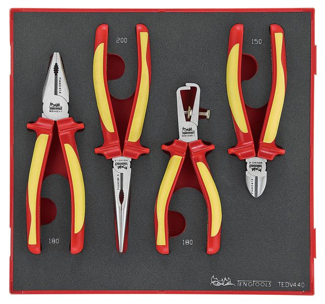TengTools - 4 Piece 1000 Volt Insulated Plier Set in EVA - TEDV440
