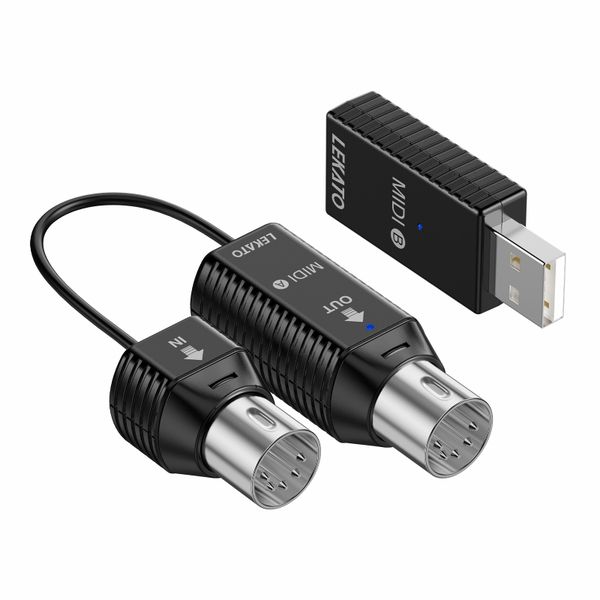 LEKATO Wireless Bluetooth MIDI Adapter Low Latency 5 PIN to MIDI Device