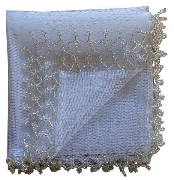 Food Net / Cover - White Net with Silver Beads - 75 cm x 75 cm