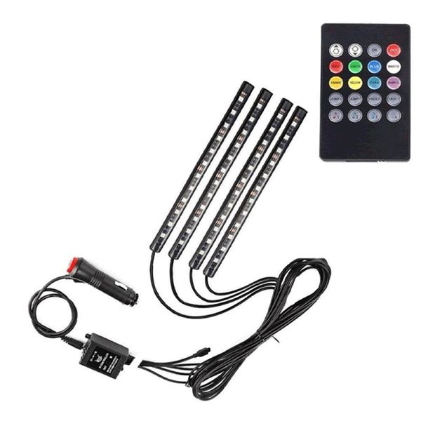 12 LED RGB Car Atmosphere Strip Light With Wireless Remote Control
