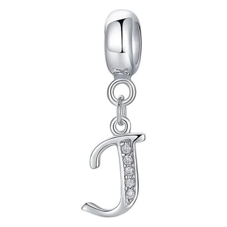 925 Sterling Charm With Letter 'J' For Bracelet & Necklace - Silver Image