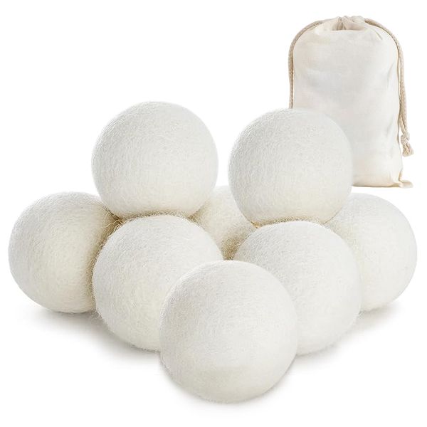 8Pcs Wool Dryer Balls with Bag Fabric Softener Reduce Wrinkles Static Cling