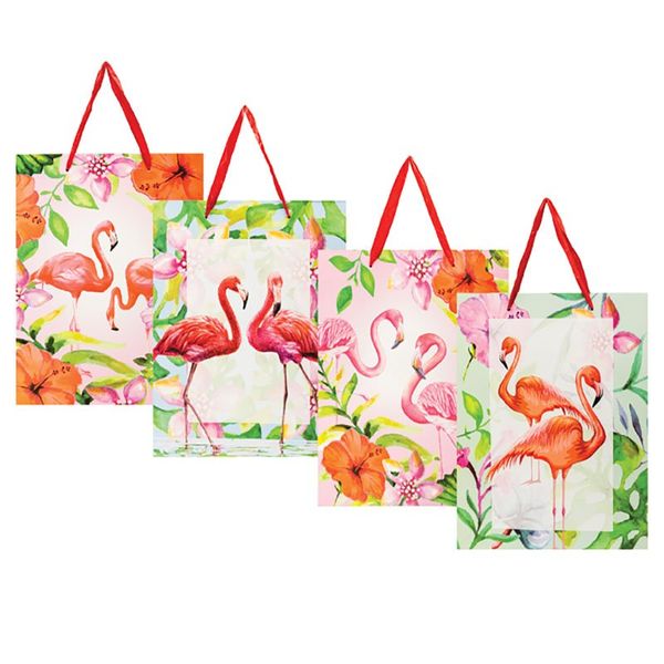 Bulk Pack X 4 Flamingo Gift Bag Large 26x32cm