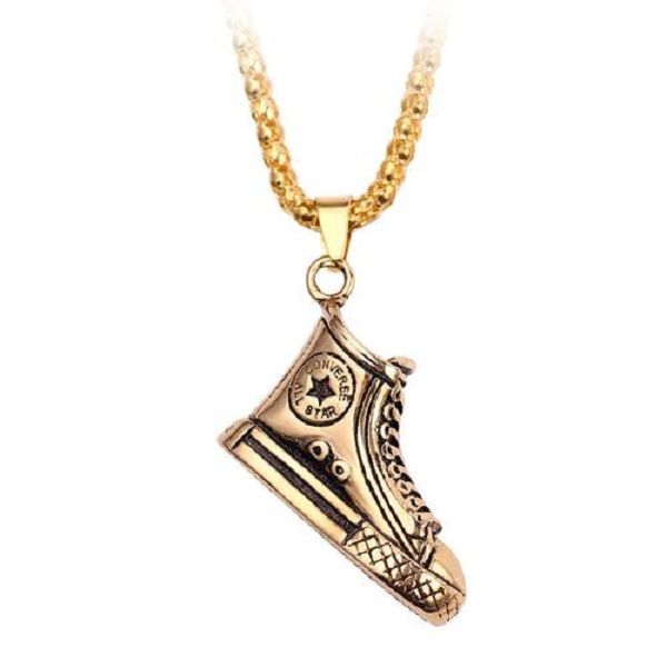 Gold All Star Shoe Pendant with Necklace (N083)