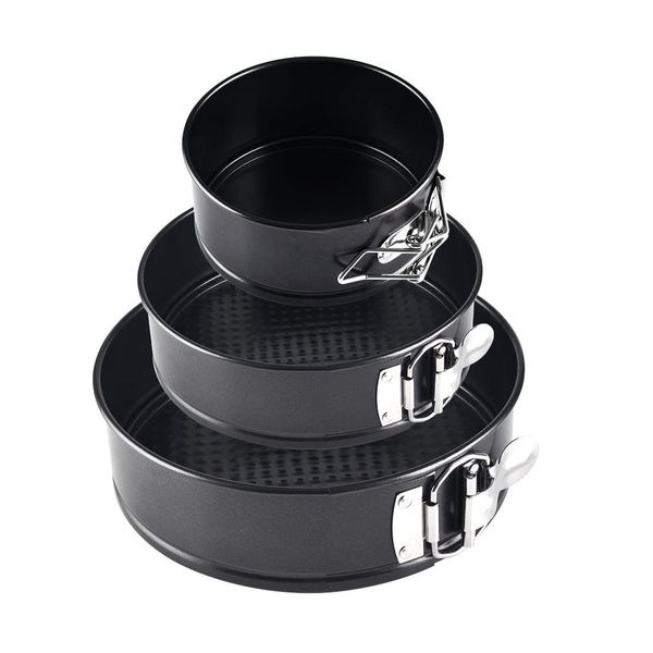 Set of 3 Non-Stick Leakproof Round Cake Pan with Removable Bottom
