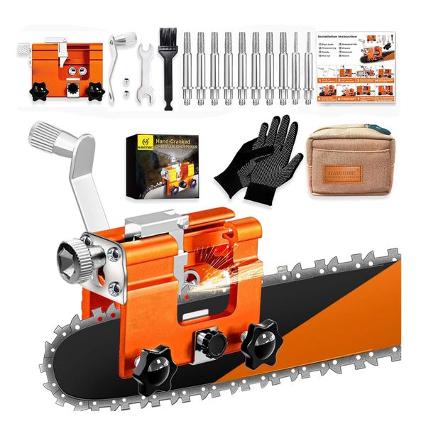 Chainsaw Sharpener Jig Kit, Chain sawTool with 10PCS Burrs Carry Bag