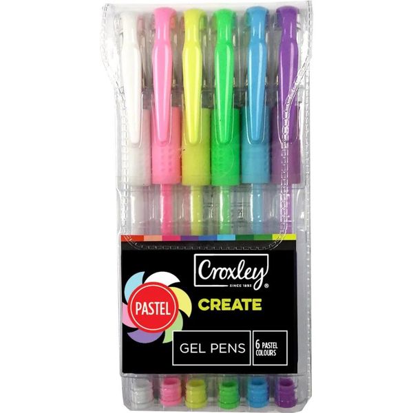 Gel Pen Croxley Create Pastel Wallet Of 6 Assorted Colourspen x 2