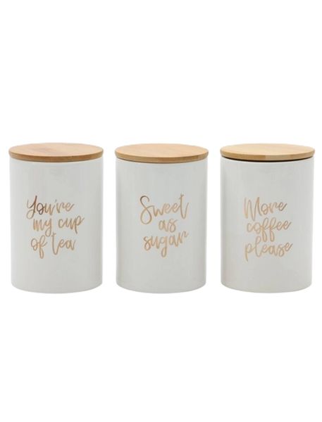 White Set of 3 Good Vibes Canisters